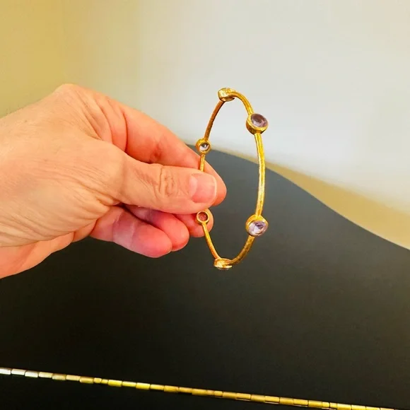 JULIE VOS AUTHENTIC RARE LUXURY MINIMALIST RETRO SUMMER SPRING AMETHYST BANGLE - Picture 7 of 17
